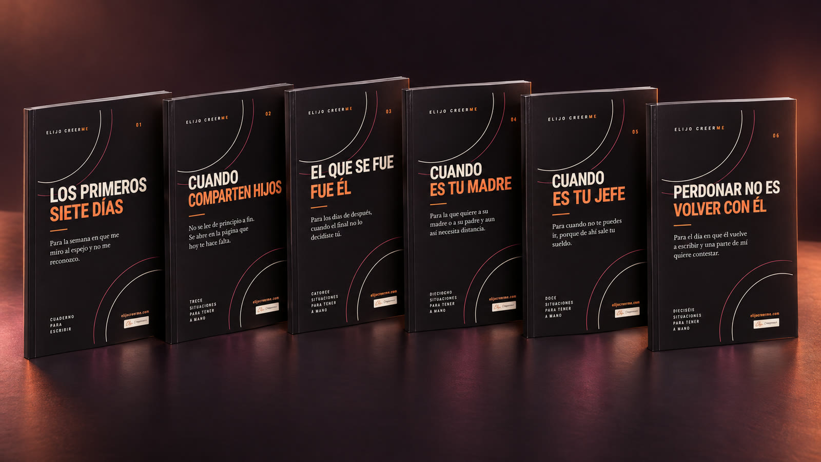 Los seis cuadernos de Elijo Creerme en fila, numerados del uno al seis